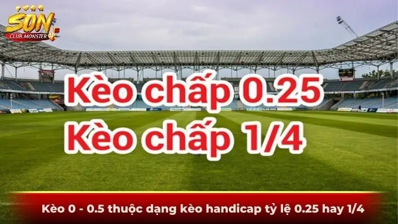 Kèo 0 - 0.5 thuộc dạng kèo handicap tỷ lệ 0.25 hay 1/4