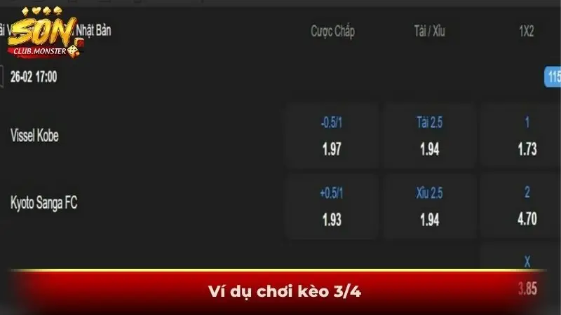 Ví dụ chơi kèo 3/4