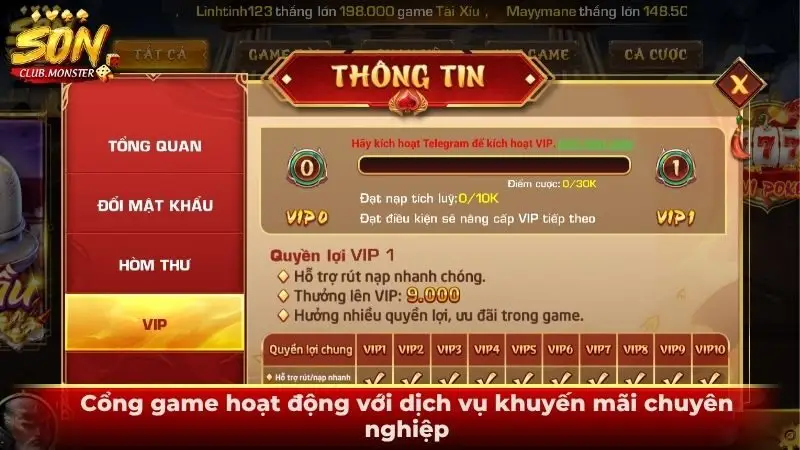 Cổng game hoạt động với dịch vụ khuyến mãi chuyên nghiệp