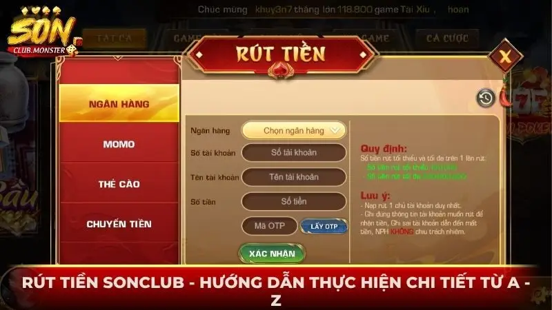 Rút tiền SONCLUB