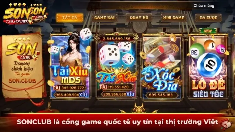 SONCLUB là cổng game quốc tế uy tín tại thị trường Việt